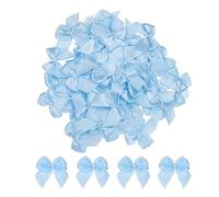 sourcing map 50pcs Mini Noeud en Ruban 2,5cm Mini Tissu Satin Ruban Fleur Noeuds pour Artisanat DIY Couture Mariage Anniversaire Fête Bleu