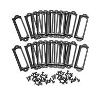 sourcing map 50pcs Porte-étiquettes en métal, Fichier Nom Carte Étiquette Étiquette Support Cadre pour Bureau Noir 60x17mm