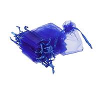 sourcing map 50pcs Sachet Organza Pochon Tissu 5x7cm Cordon Service Pochettes Sac pour Lavande Cadeau Bijoux Mariage Fête Noël Bonbons pour Protéger Fleur Fruit Sombre Bleu