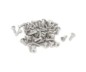 sourcing map 50pcs Vis à Tête Fraisée Plate à Six Pans Creux Vis à Douille Hexagonale Boulon M2 x 6mm Acier Inoxydable 304