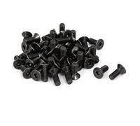 sourcing map 50pcs Vis à Tête Fraisée Plate à Six Pans Creux Vis à Douille Hexagonale Boulon M3x8mm Plaqué Nickel Noir Grade 10,9