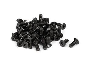 sourcing map 50pcs Vis à Tête Fraisée Plate à Six Pans Creux Vis à Douille Hexagonale Boulon M3x8mm Plaqué Nickel Noir Grade 10,9