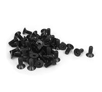 sourcing map 50pcs Vis à Tête Fraisée Plate à Six Pans Creux Vis à Douille Hexagonale Boulon M5 x 12 mm Métrique Noir