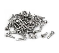 sourcing map 50pcs Vis Autotaraudeuse Vis Autoperceuse à Tête Cylindrique Cruciforme M4.2 x 16mm #8 Filetage 410 Acier inoxydable