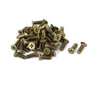 sourcing map 50pcs Vis Tête Fraisée Cruciforme Tête Plate Boulon M4 x 12mm | Vis GB819, laiton