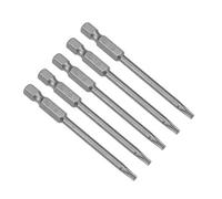 sourcing map 5pc Embout de Tournevis 75mm long Hex 1/4" T15 Torx Magnétique S2 alliage acier