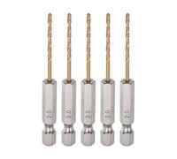 sourcing map 5pcs 1/4" Hex Tige Perceuse Forets 2mm Titane Ensemble M35 Haute Vitesse Acier Foret Hélicoïdal 68mm Long Entièrement Rectifié pour Bois, Acier inoxydable, Métal, Plastique
