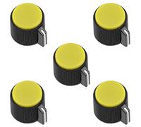 sourcing map 5pcs 19x16mm Bouton Potentiomètre contrôle volume bakélite Rotatif trou 6mm Dia jaune