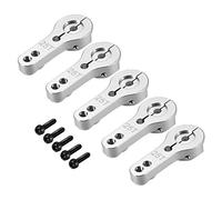 sourcing map 5Pcs 25T Aluminium Servo Klaxons M3 Filetages Métal Bras Direction pour Futaba Savox Xcore RC Voiture Camion Petit Chariot Avion Argenté