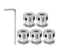 sourcing map 5pcs 2GT Calage Poulie 20 Dents 6 mm Alésage 16 mm Dia. Aluminium Calage Courroie Poulie avec 2mm Hex Clé Molet pour 6mm Largeur Ceinture 3D Imprimante CNC Machine, Noir