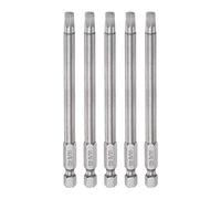 sourcing map 5pcs 3/16" Hexagonal Tournevis Embout SAE 1/4" Hexagonal Tige 4" Longueur Magnétique S2 Acier Perceuses électriques Forets