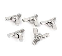 sourcing map 5pcs 304 vis boulon aile papillon couleur argenté M6 x 10mm