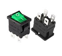 sourcing map 5Pcs AC 12A/125V 10A/250V DPST 4P 2 Position Vert LED lumiere Bateau Mini Interrupteur à Bascule On Off Bouton pour Sécurité