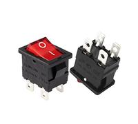 sourcing map 5Pcs AC 12A/125V 10A/250V DPST 4P I/O Rouge lumiere Bateau Illuminé Marine Interrupteur à Bascules On Off Bouton
