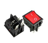 sourcing map 5Pcs AC 16A/125V 16A/250V DPST 4Broche 2 Position I/O On/Off LED lumiere Bateau Rouge Interrupteur à Bascule