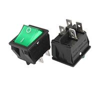 sourcing map 5Pcs AC 20A/125V 22A/250V DPST 4 Broche 2 Position I/O Vert lumiere On Off Bouton Éclairé Interrupteur à Bascule Bateau