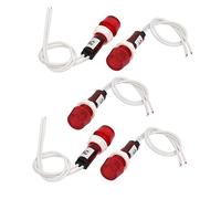 sourcing map 5pcs AC 220V voyant lumineux rouge Lampe signal driver avec câble 14cm
