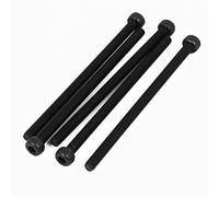 sourcing map 5pcs M4x70mm Vis à Six Pans Creux Tête Hexagonale Boulon Vis Moleté Entièrement Fileté Noir
