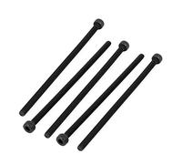 sourcing map 5pcs M4x90mm Vis à Six Pans Creux Tête Hexagonale Boulon Vis Moleté Entièrement Fileté Noir