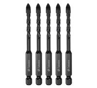 sourcing map 5pcs Maçonnerie Perceuse Mèches, 5mm Béton Perceuse Mèche 1/4" Hex Tige Céramique Carrelage Perceuse Morceau Carbure Astuce pour Brique, Plastique, Céramique Carrelage, Noir