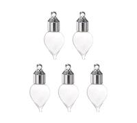 Sourcing Map 5PCS Nom sur Riz Verre Fiole Pendentif 6mm Grandeur Eau Goutter Forme Vis Casquette Clair Fiole Collier Suspendu Souhait Bouteilles pour Liquide Sable Cendres