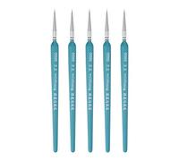 sourcing map 5pcs Pinceaux Détail Peinture Précision 3mm Pointu Pointe 180mm Longueur Nylon Cheveux Miniature pour Aquarelle Huile Acrylique(00000#), Bleu