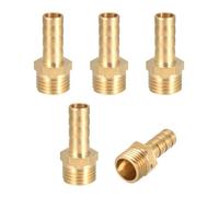 SOURCING MAP 5Pcs Raccord cannelé tuyau en laiton connecteur 8mm Barb x G1-4 adaptateur de tuyau mâle