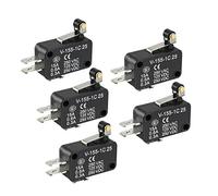 sourcing map 5Pcs V-155-1C25 NO NC SPDT noir Levier galet charnière Interrupteur Micro