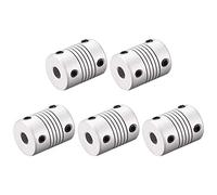 sourcing map 6.35mm à 10mm Coupleur Arbre Moteur Aluminium Alliage Flexible Accouplement Joint Couplage Connecteur L25xD19 Argent 5pcs