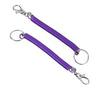 sourcing map 6.7" Spirale Rétractable Ressort Bobine Porte-clés 2 Coffret Extensible Cordon Porte-clés pour Clés Porte-monnaie Cellulaire Violet
