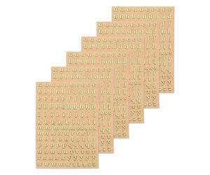 sourcing map 6 Feuilles Lettre Résine Autocollants 3D Petit A à Z Or Mini Alphabet Autocollant Métallique Étincelle Alliage Minuscule pour Résine Ongle Créacollage 3mm
