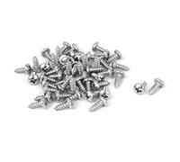 sourcing map #6 M3.5x9.5mm Cruciforme acier inox tête ronde vis autotaraudeuses 50Pcs