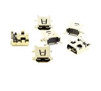 sourcing map 6 pcs USB Mini Jack Femelle 8 Broches Femelle cms SMD 180 degrés Ton d'or connecteur