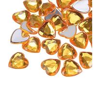 sourcing map 60 pcs Acrylique Coeur Strass 15mm Plat Dos Plastique Pierres Précieuses Bijoux Autocollants pour Saint Valentin Fêtes, Bijoux Fabrication, Carte DIY, Or