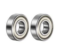 sourcing map 6203-2Z Roulement à Billes à Gorge Profonde,2Pcs 17 x 40 x 12mm Roulements en Acier Chromé à Double Blindage Métallique C3, Ton Argent