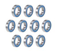sourcing map 6801-2RS Gorge Profonde Bille Roulements 12mm x 21mm x 5mm Double Scellé Chrome Acier Bleu Couverture P6(ABEC3) 10Pcs