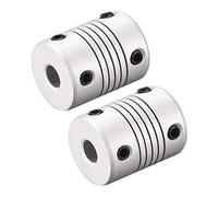 sourcing map 6mm à 7mm Coupleur Arbre Moteur Aluminium Alliage Flexible Accouplement Joint Couplage Connecteur L25xD19 Argent 2pcs