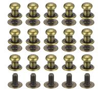 sourcing map 6mm Balle Tête Étalon Rivets Vis Dos, 15Paquet Rond Tête Bouton Mamelon Rivet pour Bricolage Cuir Artisanat Sac Main Ceinture, Bronzé
