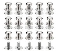 sourcing map 6mm Balle Tête Étalon Rivets Vis Dos, 15Paquet Rond Tête Bouton Mamelon Rivet pour Bricolage Cuir Artisanat Sac Main Ceinture, Argenté