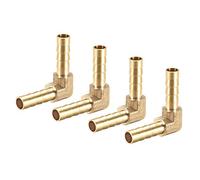 sourcing map 6mm Raccord Cannelé Tuyau Laiton Barbelé 90 Degré Coude Tuyau Connecteur Coupleur Tuyau Adaptateur 4Pcs