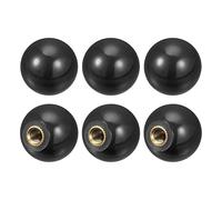 sourcing map 6pcs Boutons filetés Boule, Clair M5 Filetage femelle Thermodurcissable 0,78'' Diamètre Noir Rond Opération Poignées avec Cuivre Insert pour Machine Poignée Outil