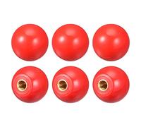 sourcing map 6pcs Boutons filetés Boule, Clair M6 Filetage femelle Thermodurcissable 0,98'' Diamètre Rouge Rond Opération Poignées avec Cuivre Insert pour Machine Poignée Outil