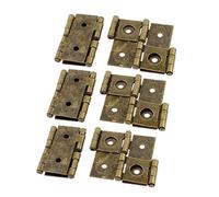 sourcing map 6pcs Charnière boîte A bijoux Porte Placard Armoire 46mmx54mm style rétro repliable double effet écran Couleur Bronze