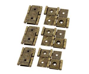 sourcing map 6pcs Charnière boîte A bijoux Porte Placard Armoire 46mmx54mm style rétro repliable double effet écran Couleur Bronze