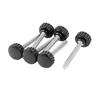 sourcing map 6pcs M5 x 40mm filetage moleté tête ronde vis de serrage Bouton Noir