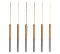 sourcing map 6Pcs Mini Hélicoïdal Foret 0.6mm Micro Gravure Forets Haute Vitesse Acier 2.35mm Jarret Titane Recouvert pour Bricolage Résine Ambre et Bois
