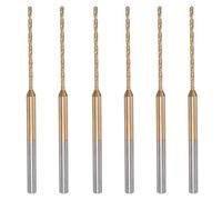 sourcing map 6Pcs Mini Hélicoïdal Foret 1mm Micro Gravure Forets Haute Vitesse Acier 2.35mm Jarret Titane Recouvert pour Bricolage Résine Ambre et Bois