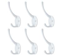 sourcing map 6pcs Patère Crochet Porte Manteau Murale pour Peignoir Serviette Crochet De Porte Salle de Bain Cuisine Zinc Alliage avec Vis blanc