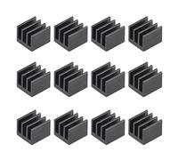 sourcing map 7x7x6mm Noir Thermique Auto-adhésif Alluminium Dissipateur Chaleur Refroidisseur Électronique 12pcs