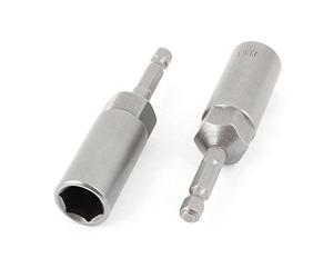sourcing map 80mmx13mm Métal Tournevis Trépan Hexagonal Écrou Entraînement Prise Pointe 2 PCS Gris